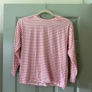 AYR Pink and White Striped Long Sleeve Tee